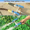 304 Stainless Steel Garden Hose Splitter 2 Way Heavy Duty, Full Flow Hose Splitter with Long Handle,Lead-free T Valve Rust and Freeze Resistant,3/4" GHT Threads