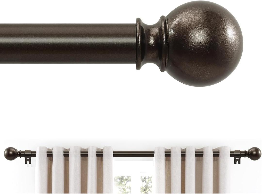 Bronze Curtain Rods 28 to 48 Inches(2.3-4 Feet),5/8 inch Splicing Drapery Rods,Small Curtain Rods Set,Size: 18''-45'',Bronze