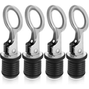 Amyhill 4 Pcs Boat Plugs Snap Handle Boat Plugs for 1 Inch Diameter Marine Drain Twist Metal Rubber Accessories for Lifeboats Fishing Boats Ferries Breakwater