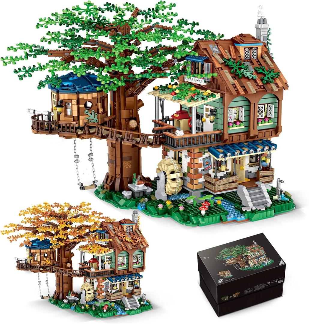 Idea Tree House Bricks Model Toys Set, Forest House Building Blocks Street View Sets, for Adults Ages 14+ Tree House Display 4761 PCS