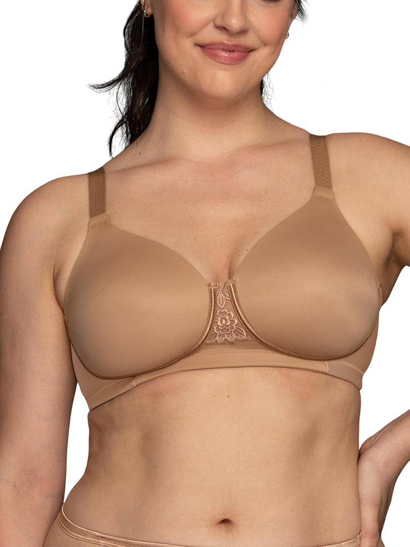 Vanity Fair Women's Full Figure Beauty Back Smoothing Bra, 4 Way Stretch Fabric, Lightly Lined Cups up to H (Wire free - Totally Tan)