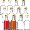 11 Pack Clear Glass Bottles 3 oz, Glass Liquor Bottles with T-Top Caps, Mini Glass Bottle with Cork, 100ml Glass Container for Beer, Juice, Oil, Sauce