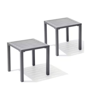 15.7 in. Square Aluminum Outdoor Side Table in Gray (2-Pack)