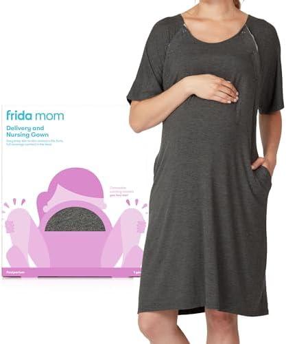Frida Mom Labor and Delivery Gown for Hospital, Easy-Snap, Tagless Nursing Gown with Skin-to-Skin Access and Full Coverage in The Back ONE SIZE