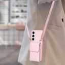 Wallet Case for Samsung Galaxy S23 5G with Long Crossbody Strap Card Holder Premium Grid PU Leather Magnetic Clasp Kickstand Shockproof Phone Cover for S 23 23S GS23 G5 SM-S911U 6.1 inch Pink