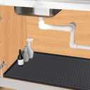 Under Sink Mat 37 x 22 for Kitchen Waterproof, Silicone Under Kitchen Bathroom Sink Liner Mat, Easy to Clean Cabinet Mat Organizers and Storage, Black