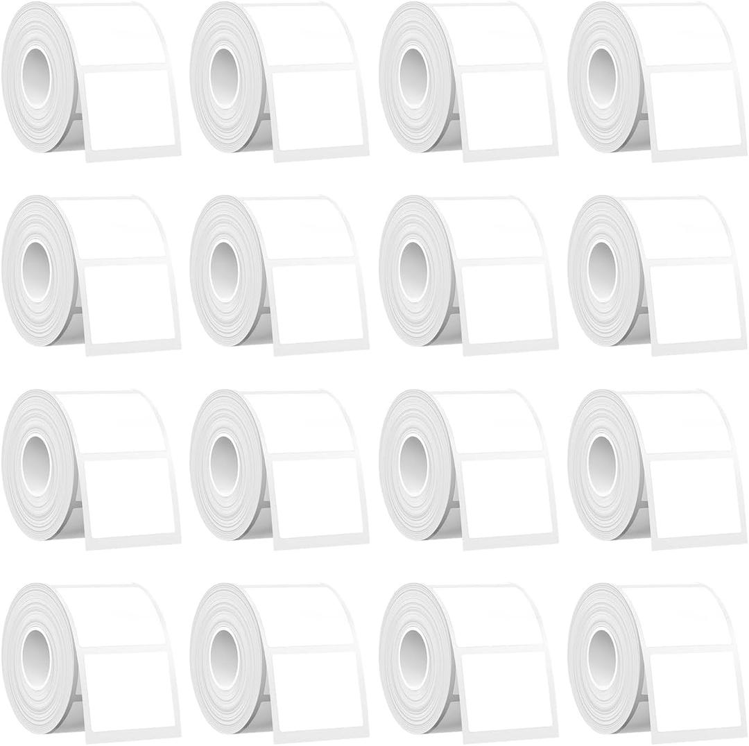 SUPVAN T50M Series Label Maker Tape, Pack of 16 Rolls 1.57'' × 1.18'' (40mm × 30mm) 250 Labels/Roll Genuine Laminated Thermal Label Tape, Waterproof Oilproof Highly Adhesive Auto Detect Labels, White