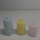 Hiboom 3 Pcs LED Flameless Pillar Candles Pink Flameless Candles Real Wax Multicolor Fake Battery Operated Wedding Decor, H 3.94" 4.92" 5.91" x D 2.95"(Pink, Blue, Yellow)