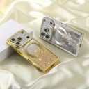 Misscase Magnetic Glitter Case for iPhone 17 Pro Max 6.9 Inch, Camera Protection, Compatible with MagSafe, Rectangle Cute Bling Sparkle Diamond Colorful Phone Cover, Drop-Tested & Shockproof-Gold