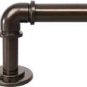 OLV Bronze Industrial Curtain Rods for Windows 66 to 120 Inch(5.5 to 10 Feet), 1 Inch Diameter Blackout Wrap Around Adjustable Heavy Duty Window Drapery Rods, Indoor and Outdoor