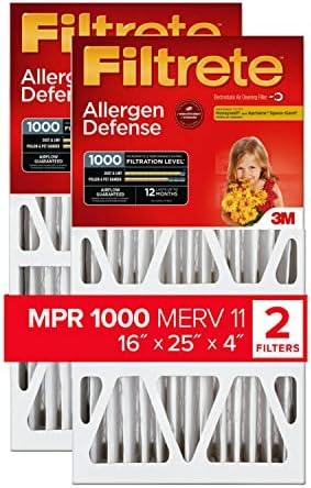 Filtrete ADP01-2PK-2 16x25x4 AC Furnace Air Filter, MPR 1000, Fits Honeywell and Lennox Devices, Micro Allergen Defense Deep Pleat, 2-Pack (Actual Dimensions 15.88 x 24.56 x 4.31), 2 Count