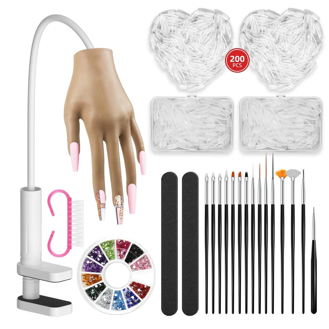 Practice Hand for Acrylic Nails - Nail Tips Won't Fall off Fake Hand - Flexible Movable Nail Practice Hand - Mannequin Hand For Nails - Nail Hand for DIY Nail Manicure