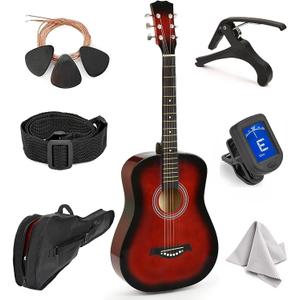 Classical Acoustic Guitar For Kids By MasterPlay- 30 Beginner Guitar For Learners- Accoustic String Starter Kit: Guitar Bag, Tuner, Strap, Extra Strings, Picks, Wash Cloth, Capo (redburst)
