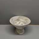 Creative Co-Op Boho Wood Pedestal Serving Bowl, White Wash Finish