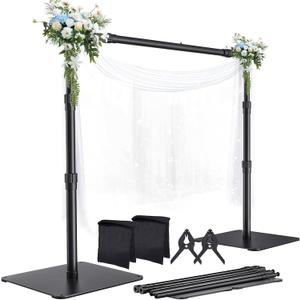 Takerers Backdrop Stand, 10x8ft Adjustable Photo Backdrop Stand Kit, Heavy Duty Backdrop Stand with Steel Base for Photography Photo Video Studio, Birthday Wedding Parties