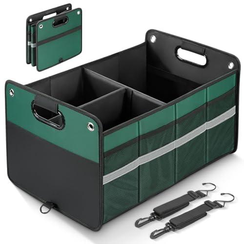 WINHUNT Car Trunk Organizer, Car Storage Organizer, Collapsible Multi Compartment for Car, Suv, Sedan, Truck, 100L, Extra Larger (Green, 78L)