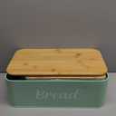 2 Pcs Extra Large Bread Box with Slicer, Metal Farmhouse Bread Storage Container with Bamboo Cutting Board Lids Multi-size Breadbox Set for Kitchen Countertop (Sage Green)