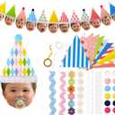 DIY 1st Birthday Baby Face Banner Craft Kit - Personalized Photo Garland for Girl or Boy - Includes 12 Triangles & Decorations (Need to Print Photos & Assemble)