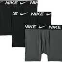 Nike Boys' Dri-FIT Essentials Micro Solid 3-Pack Boxer Briefs (Black/Dark Grey)