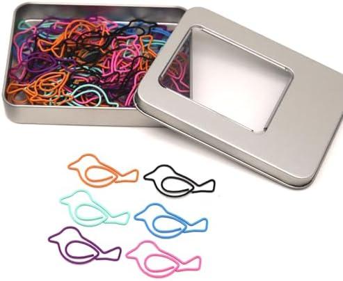 NELJIBEHU 60 Pcs Cute Bird Paper Clips Mixed Color, Bird Lover Gifts for Women, Fun Bird Office Supplies