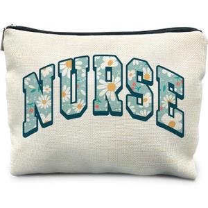 3 x Blue Floral Nurse Makeup Bag - Cosmetic Pouch for Women, RN Graduation Gift (nurse - small daisy) 3 x Blue Floral Nurse Makeup Bag - Cosmetic Pouch for Women, RN Graduation Gift (nurse - small daisy)