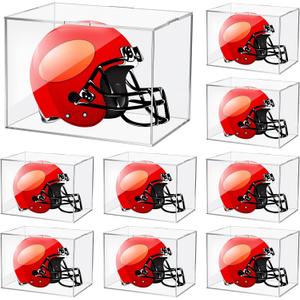 Taiyin 4 Pcs Mini Helmet Display Case, Acrylic Clear Mini Football/ Helmet Display Box Plastic Small Display Case Protection Holder for Collecting Sports Memorabilia Toy 5 x 5 x 7''