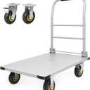 2000 LBS Heavy Duty Platform Truck, Foldable Push Cart Dolly with 360° Swivel Wheels & Brakes, Reinforced Steel Flatbed Cart, Folding Hand Truck for Warehouse, Moving, Industrial (36" x 24")