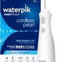 Waterpik Cordless Pearl Rechargeable Portable Water Flosser for Teeth, Gums, Braces Care and Travel, Extra Quiet, 4 Flossing Tips - ADA Accepted, WF-13 White, 