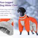 Full Body Dog Coat - Warm Fleece Jacket for Small Dogs, Turtleneck Winter Coats with Harness, Reflective Dog Snowsuit Windproof Puffer Jackets with Legs for Pug, Jack Russel, Orange S