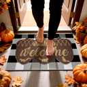 2 Pcs Thanksgiving Fall Rug Coir Door Mats Outdoor Pinecones Doormat for Front Nonslip Fall Welcome Rugs Funny Door Entrance Mat 2-in-1 Buffalo Plaid Rug for Autumn Porch Entryway Decor, 17x30