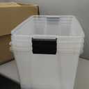 IRIS USA 72 QT Plastic Storage Box with Lid and Latches - 4 Pack - BPA-Free, See-Through Organizing Solution, Durable Nestable Stackable Containers, Secure Pull Handle - Clear