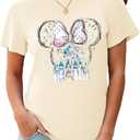Magical Shirt for Women Magic Kingdom T Shirt Family Vacation Tee Princess Castle Casual Short Sleeve Tops (Beige, S)
