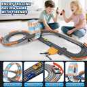 Slot Car Race Track Sets with 4 Slot Cars, Ideal Birthday Xmas Gifts Toys for Kids Boys Ages 6 7 8-12, Battery or Electric Race Car Track Set with Dual Racing Game, Flash Circular Track, Lap Counter, Large