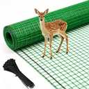 6.6x50ft Plastic Mesh Fence with Reinforced Double Black Edges, Heavy Duty Deer Fencing and Garden Netting Animal Barrier, 0.4in Square Mesh Safety Fence for Yard, Poultry and Plant Protection