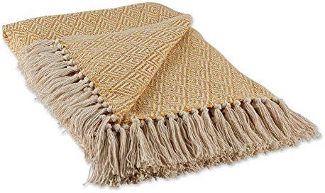 DII Diamond Throw Collection Cotton Woven, 50x60, Honey Gold