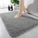 AROGAN Luxury Non Slip Bathroom Rug, Thick Soft and Absorbent Microfiber Bath Mat, Rubber Backing Quick Dry Rugs Carpets, Machine Washable Plush Mats for Shower Floor, Bathroom, 24x17 Inch Grey