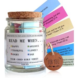 Bible Verses in the Hope Jar Read Me When, Colored Bible Verses, Scripture Prayer Jar Bible Gifts for Women Church Faith Based