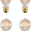 Lxcom Lighting A19 Vintage Light Bulbs, E26 110V 25W Warm Dimmable Vintage Style Incandescent Light Bulbs for Wall Sconces, Ceiling Light, 4 Pack