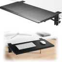 Fydeamer Ergonomics Desk Extender Tray, 26.7"x11.3" Large Size Foldable Keyboard Drawer Tray Clamp On, Armrest Support for Home and Office (Black)