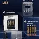 2 x Henreepow AA 1.5V Lithium Rechargeable Battery, Real High Capacity 3000mWh(2000mAh) Li-ion AA Batteries with 1.8H Individual Fast Charger,1600 Cycles, Long Lasting, Constant Output (4 Pack-Black)