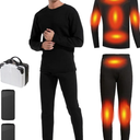 Windpost Heated Thermals Underwear Set for Men 8 Heating Zones Heated Pants and Shirt with 2 * 10000mAh Battery,XL