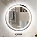 LUVODI Lighted LED Bathroom Mirror: 32 Circle Wall Mounted Large Lighted Makeup Mirror with Backlit and Front Light - Illuminated Dimmable 3 colors Vanity Mirrors with Demister Pad Smart Touch Switch