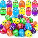 Plastic Easter Eggs Fillable, 36 PCS Printed Bright Easter Eggs Empty, Colorful Eggs for Easter Gifts Party Favors Eggs Hunt, Easter Basket Stuffers, Plastic Eggs Bulk