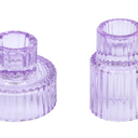 Glass Tapered Candlestick Holders: 10 Pcs Ribbed Purple Candle Sticks Holder Decor Modern Fluted Taper Candle Holders Set