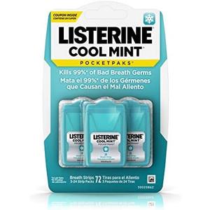 Listerine Pocketpaks Breath Strips, Cool Mint, 72 Count (Pack of 1)