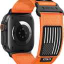 Rugged Nylon for Apple Watch Ultra 2 Band 49mm iWatch Bands 46mm 45mm 44mm 42mm Men,Soft Woven Adjustable Stars-Stripes Flag Wristbands Strap for Apple Watch Ultra Series 10/9/8/7/6/5/4/3/SE/Ultra2