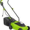Lawn Mower, 13-Inch Electric Corded Push Lawn Mower, 12 AMP, 3-Position Height Adjustment with Grass Catcher