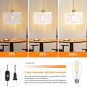QIYIZM Glass Plug in Pendant Light Hanging Lights with Plug in Cord Milk White Hanging Lamp Gold Dimmable Mid Century Modern Plug in Chandelier Ceiling Fixture for Living Room,Kitchen,Boho