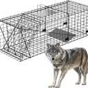 VASALAID Live Animal Trap Cage, 51 X 19 X 17inch Catch and Release Foldable Humane Live Trap Cage Indoor Outdoor for Dogs,Coyotes,Foxes,Raccoons