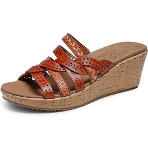 Skechers women's Beverlee - Tiger PosseWedge Sandal size 7.5